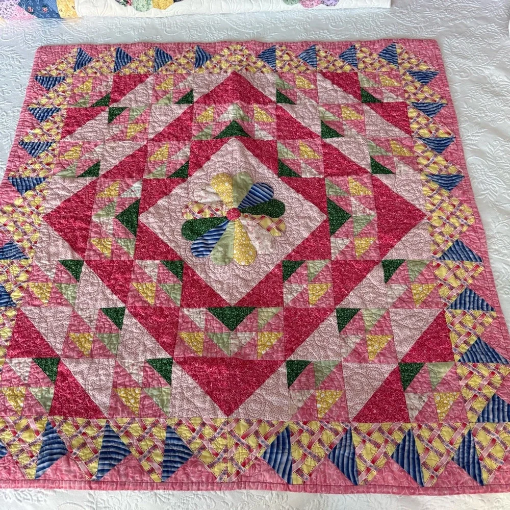 Handmade Pink Colorful Patchwork Quilt